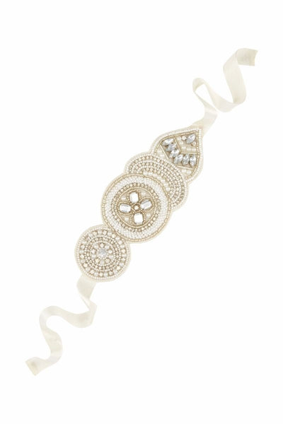 Gatsby Style Hand Beaded Bracelet in Cream