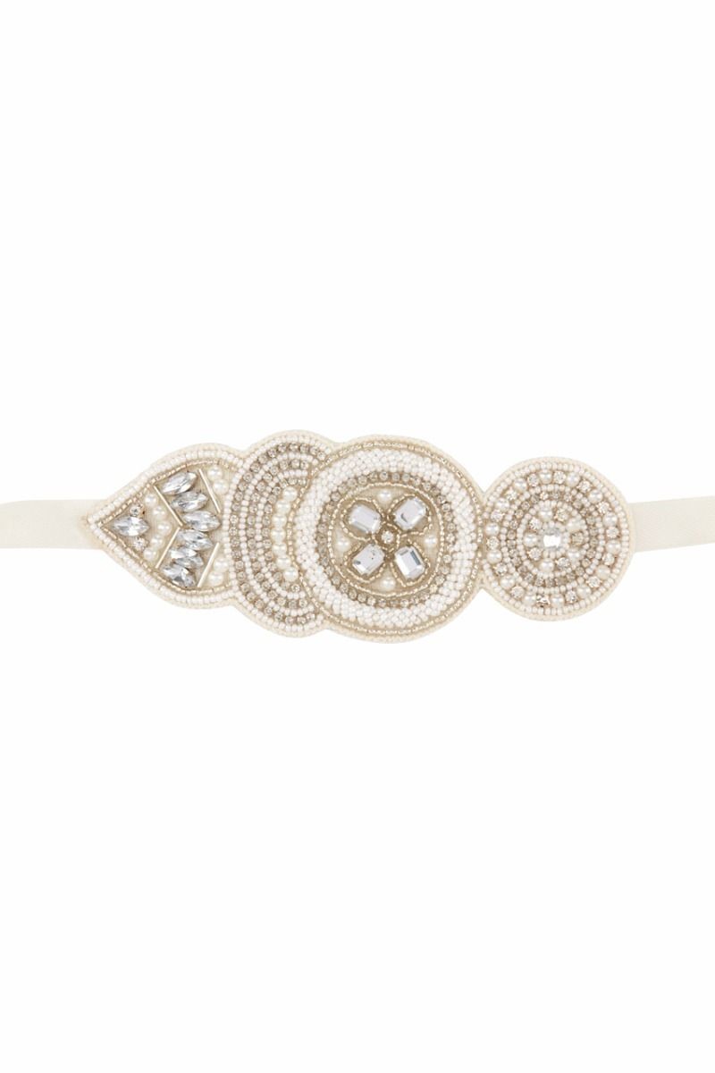 Gatsby Style Hand Beaded Bracelet in Cream