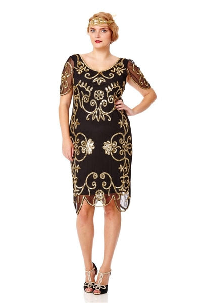 Art Nouveau Romantic Dress in Black Gold