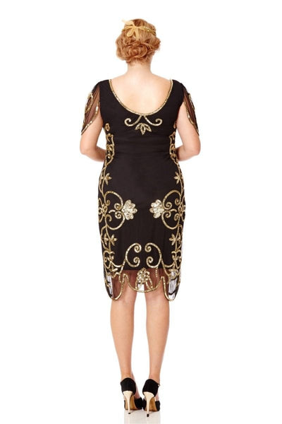 Art Nouveau Romantic Dress in Black Gold