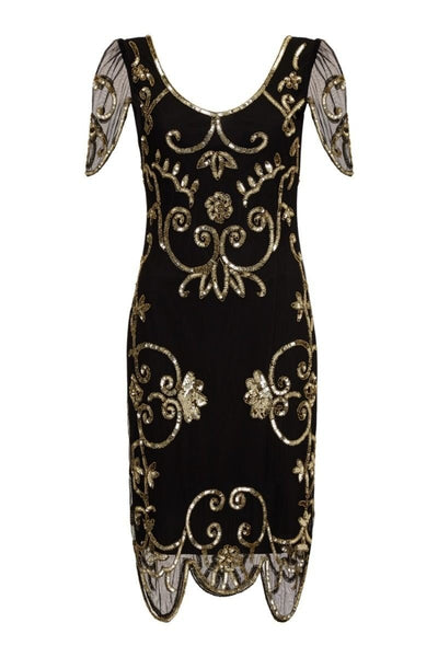 Art Nouveau Romantic Dress in Black Gold