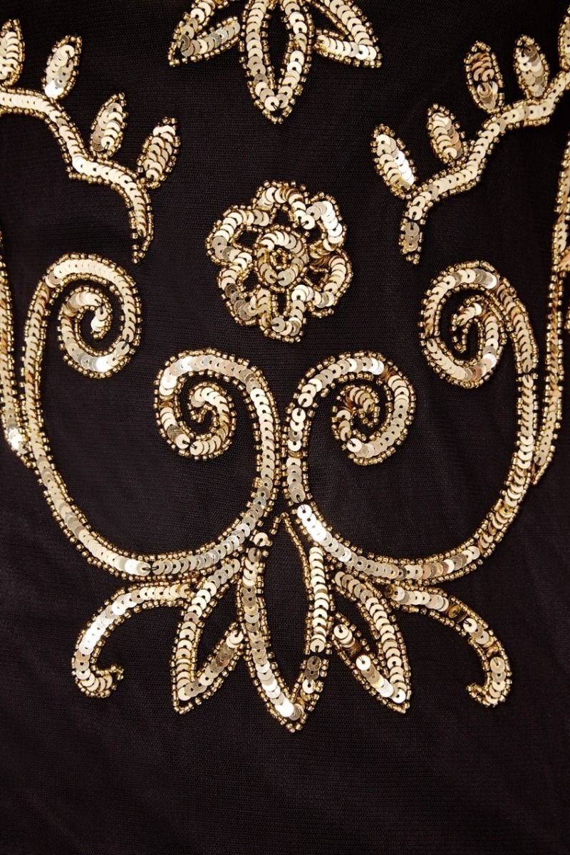 Art Nouveau Romantic Dress in Black Gold