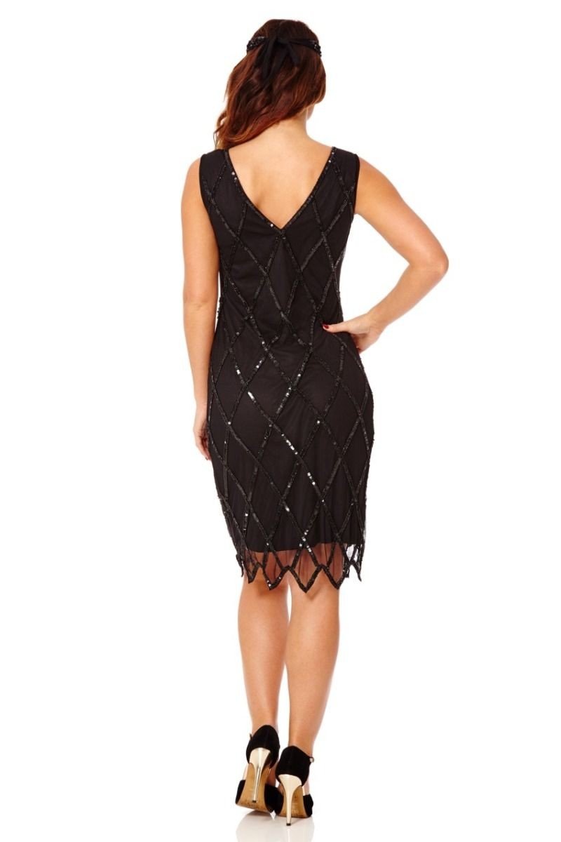Flapper Style Sequined Dress in Black