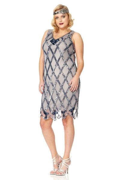 Flapper Style Sequined Dress in Grey