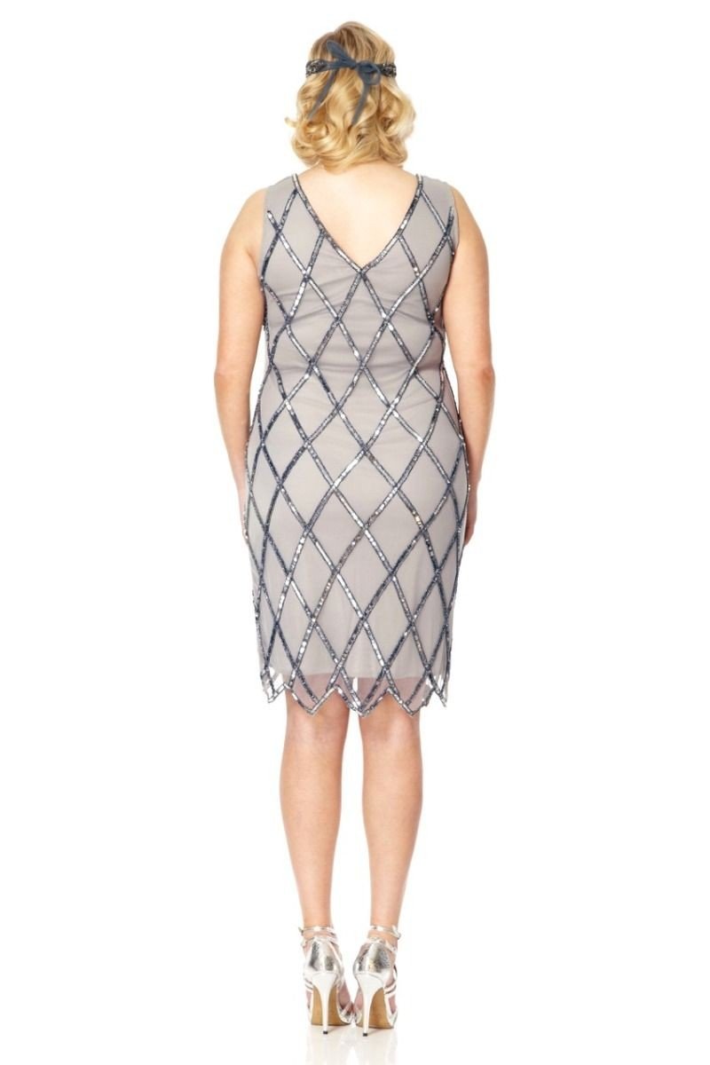Flapper Style Sequined Dress in Grey
