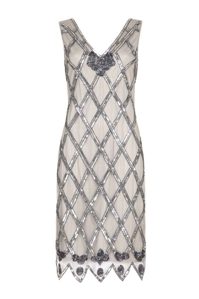 Flapper Style Sequined Dress in Grey