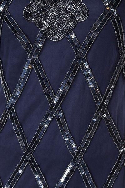 Flapper Style Sequined Dress in Navy Blue