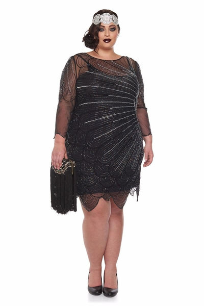 Flapper Style Hand Beaded Fringe Clutch Bag in Black