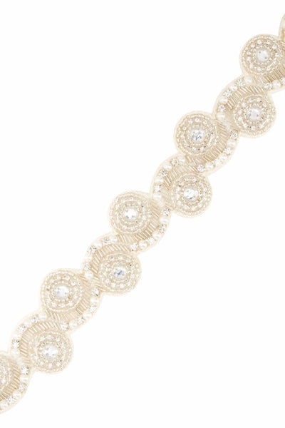 Great Gatsby Hand Beaded Sash in Ivory Silver - SOLD OUT