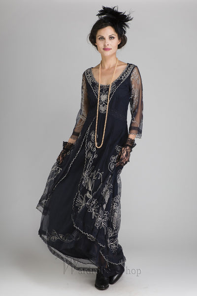 Downton Abbey Tea Party Gown in Sapphire by Nataya - SOLD OUT