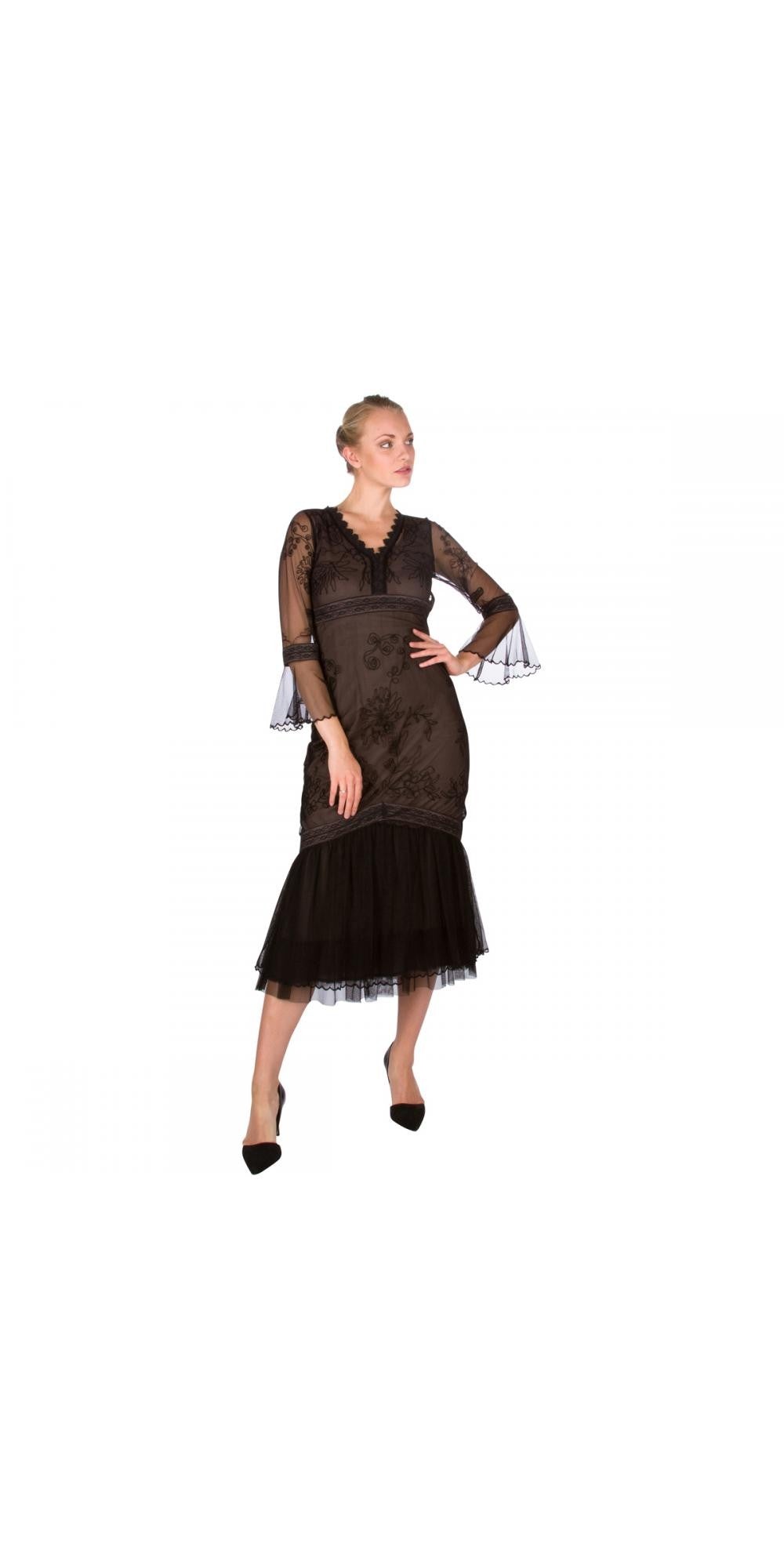 "Dark Romance" Vintage Inspired Party Dress in Black by Nataya - SOLD OUT