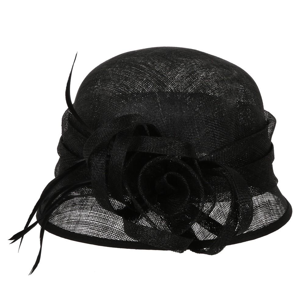 1920s Flapper Sinamay Bucket Hat in Black