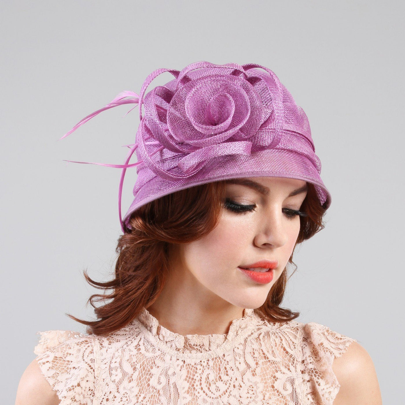 1920s Flapper Sinamay Bucket Hat in Lavender