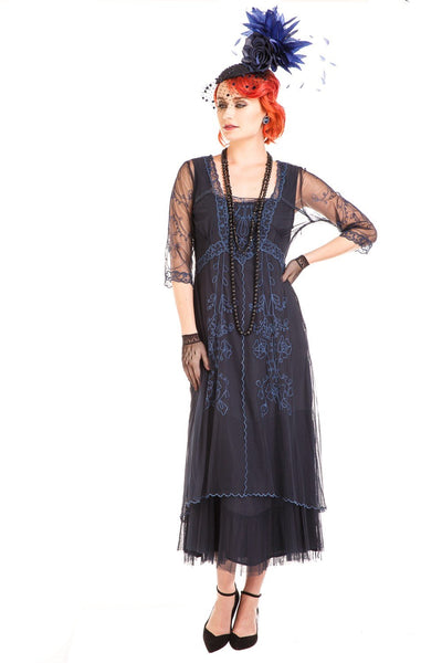 Mary Vintage Style Party Dress in Sapphire by Nataya