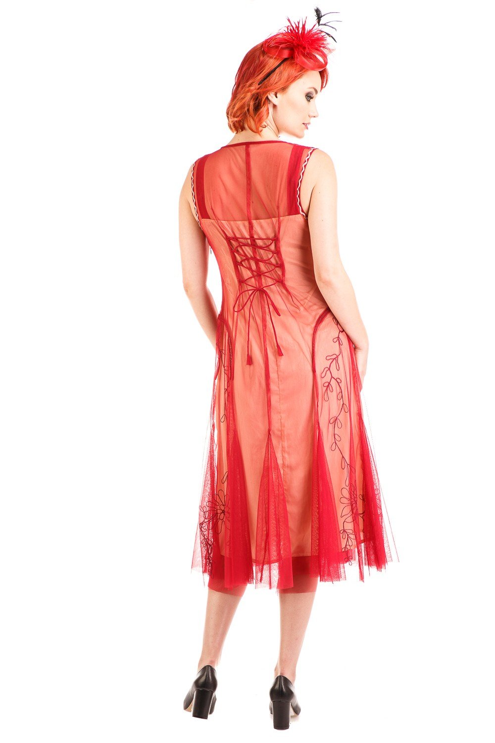 Jackie 1920s Flapper Style Dress in Cherry by Nataya