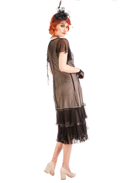 Alexa 1920s Flapper Style Dress AL-283 in Black-Silver by Nataya