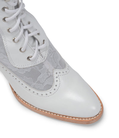 Victorian Inspired Leather & Lace Boots in White by Oak Tree Farms