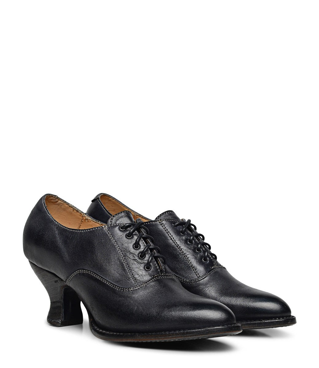 Janet Victorian Style Leather Lace-Up Black Shoes by Oak Tree Farms