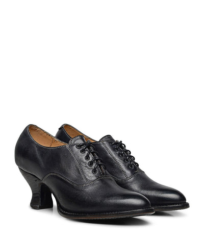Janet Victorian Style Leather Lace-Up Black Shoes by Oak Tree Farms