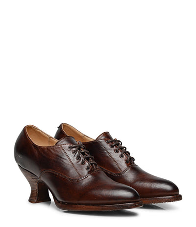 Victorian Style Leather Lace-Up Shoes in Teak Rustic