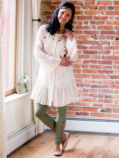 Vintage Style Tapestry Legging in Olive by April Cornell