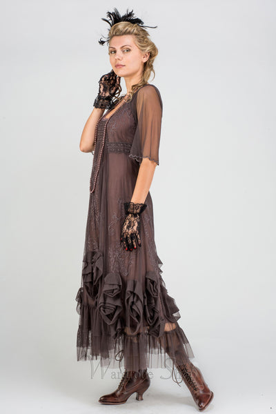 "Rose" Vintage Inspired Party Dress in Pewter by Nataya - SOLD OUT