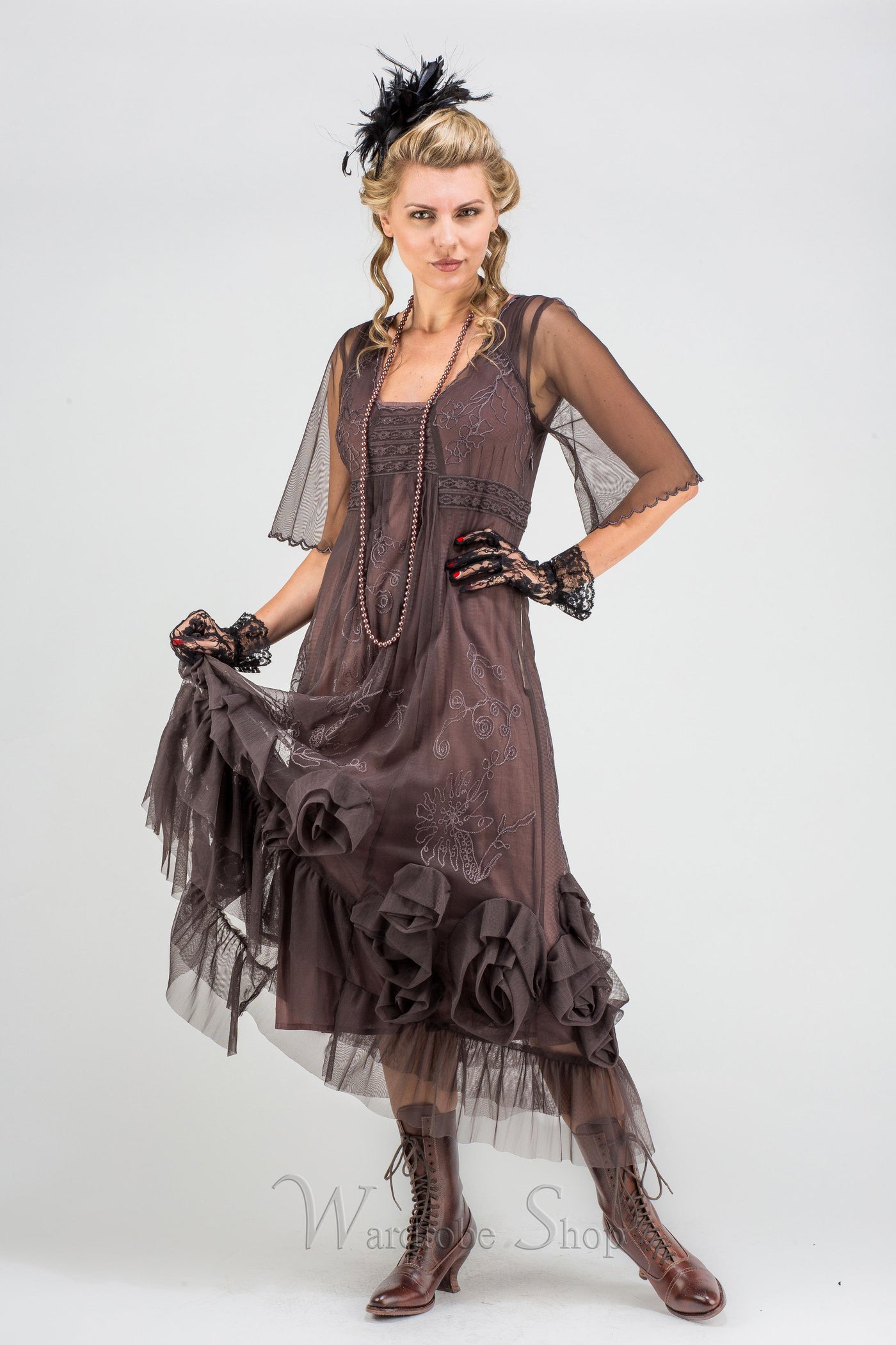 40264 "Rose" Vintage Inspired Party Dress in Pewter by Nataya