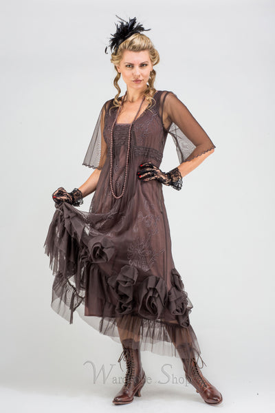 40264 "Rose" Vintage Inspired Party Dress in Pewter by Nataya