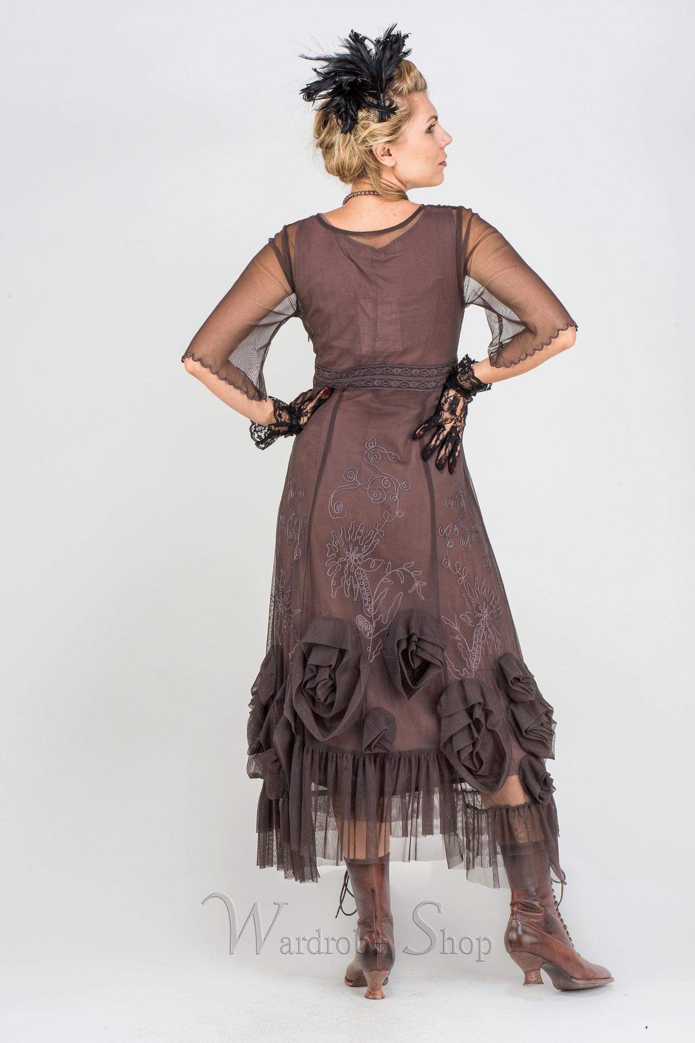 40264 "Rose" Vintage Inspired Party Dress in Pewter by Nataya