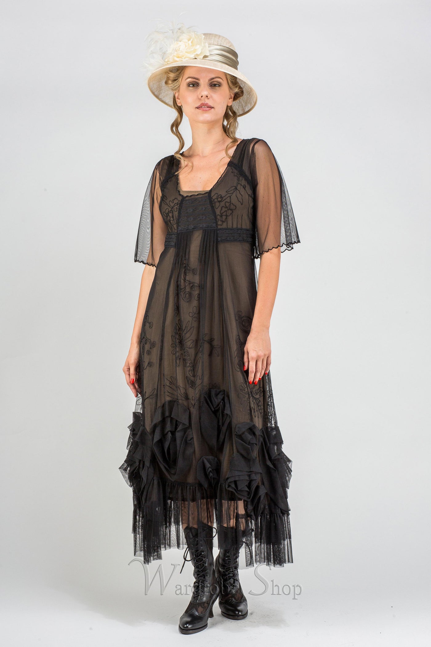 40264 "Rose" Vintage Inspired Party Dress in Black by Nataya