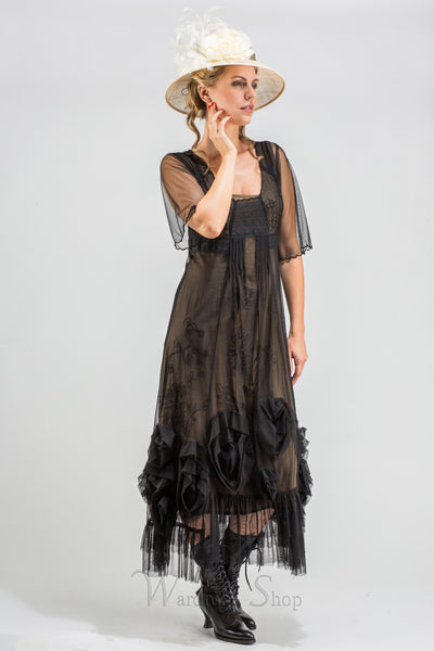 40264 "Rose" Vintage Inspired Party Dress in Black by Nataya