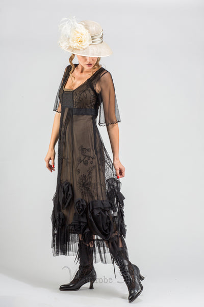40264 "Rose" Vintage Inspired Party Dress in Black by Nataya