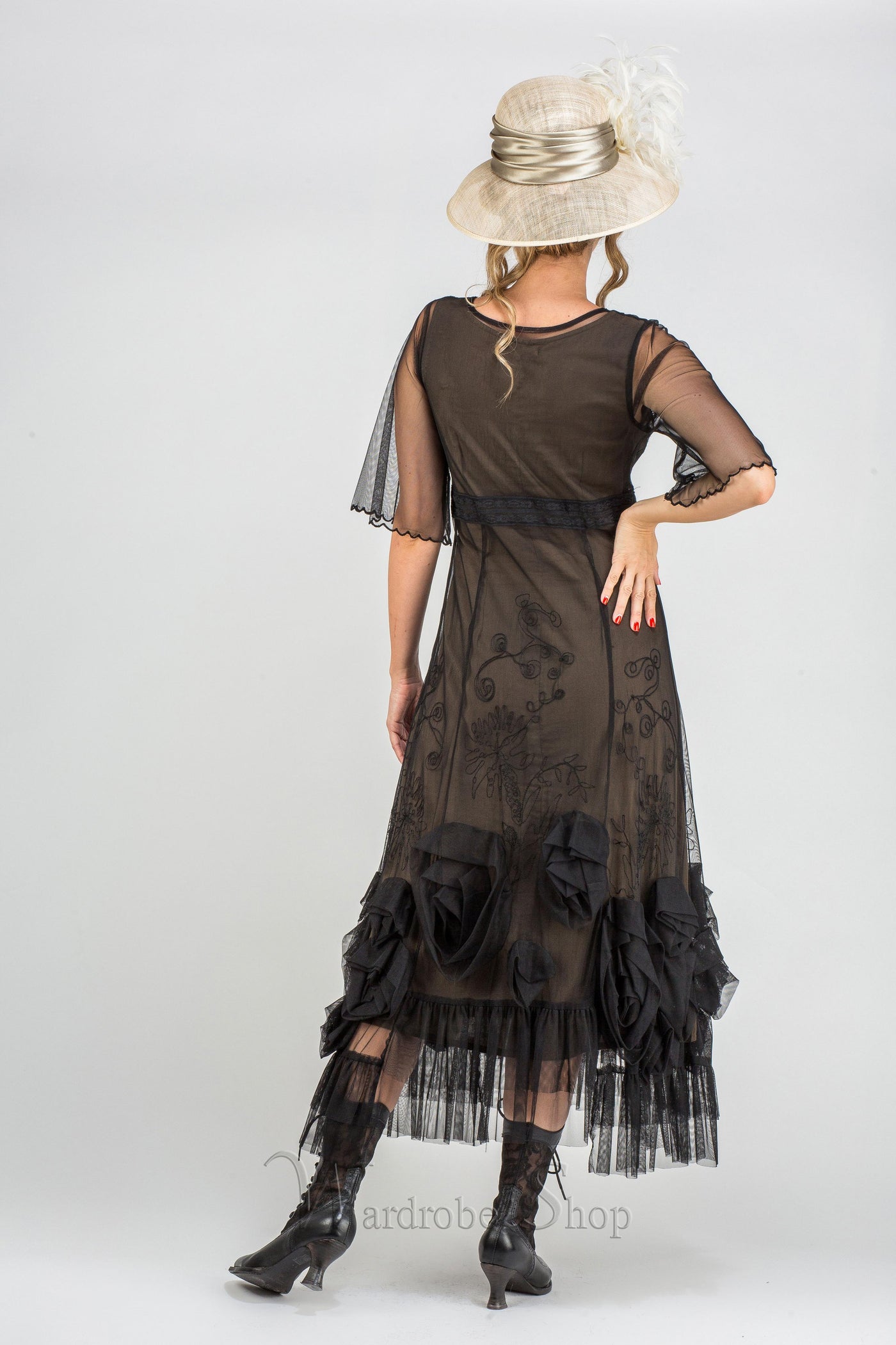 40264 "Rose" Vintage Inspired Party Dress in Black by Nataya
