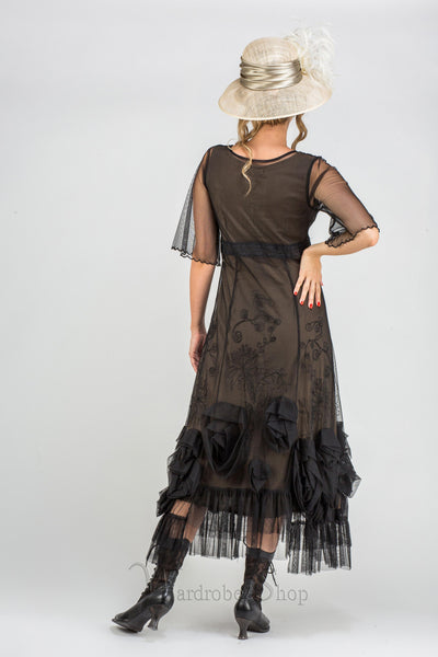 40264 "Rose" Vintage Inspired Party Dress in Black by Nataya