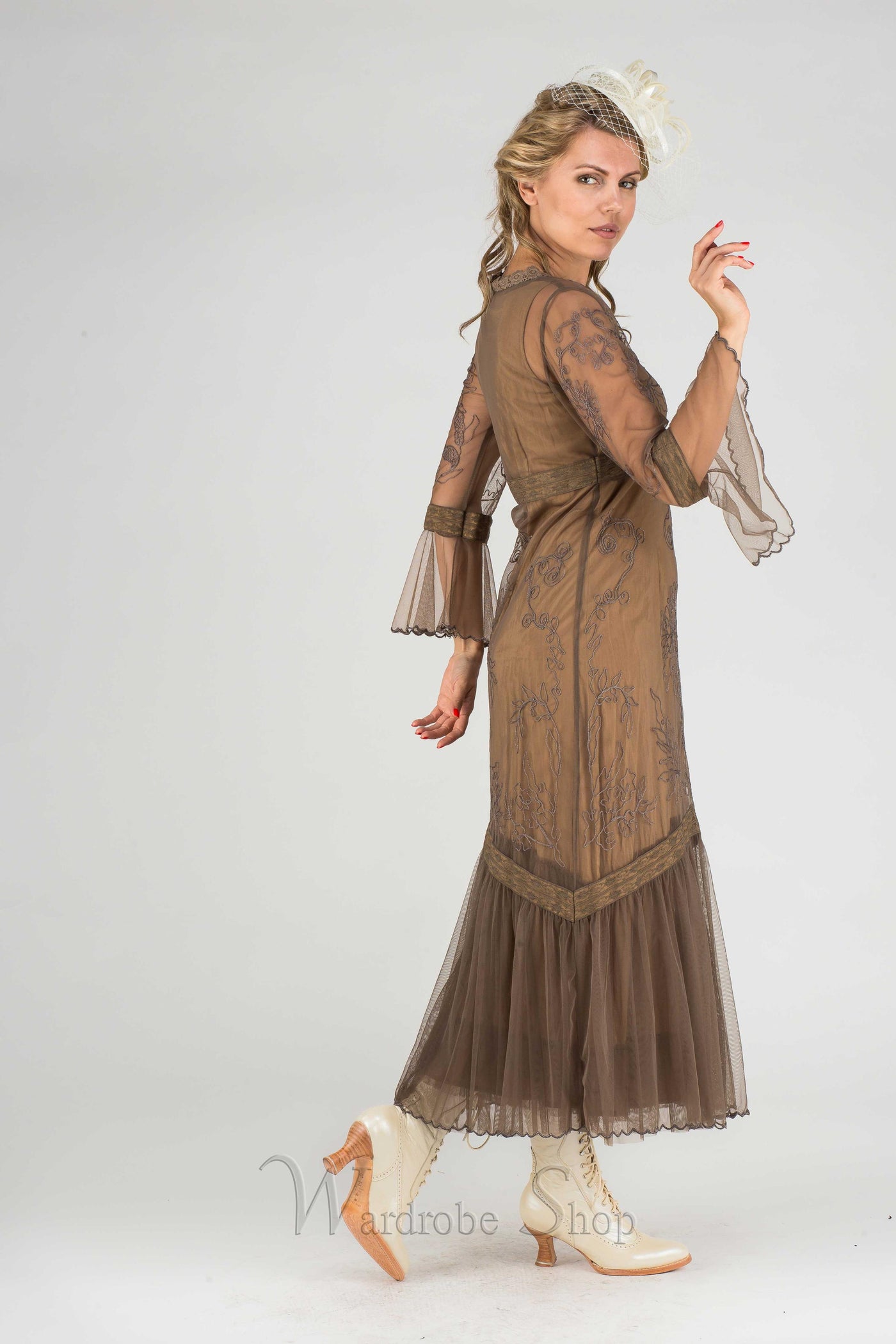 "Dark Romance" Vintage Inspired Party Dress in Antique by Nataya