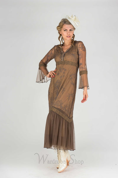 "Dark Romance" Vintage Inspired Party Dress in Antique by Nataya
