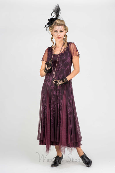 40265 "Melissa" Vintage Inspired Party Dress in Eggplant by Nataya