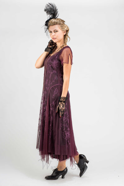 40265 "Melissa" Vintage Inspired Party Dress in Eggplant by Nataya