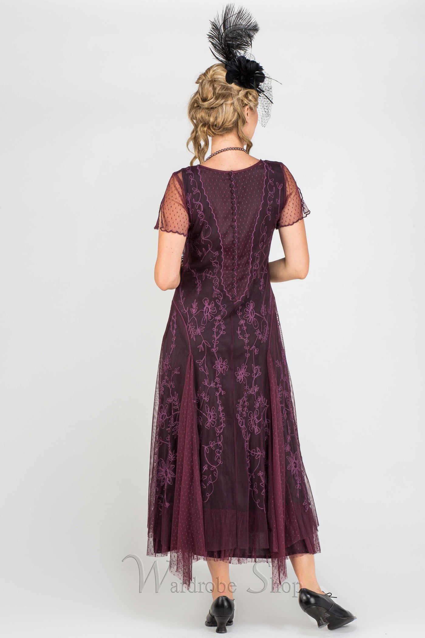 40265 "Melissa" Vintage Inspired Party Dress in Eggplant by Nataya