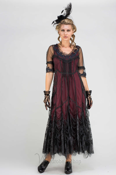 40257 "Magnifique" Vintage inspired Party Dress in Wine by Nataya
