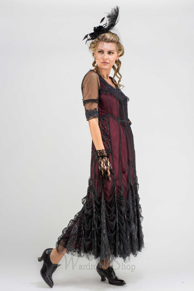 40257 "Magnifique" Vintage inspired Party Dress in Wine by Nataya