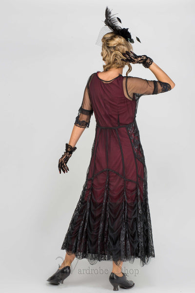 40257 "Magnifique" Vintage inspired Party Dress in Wine by Nataya