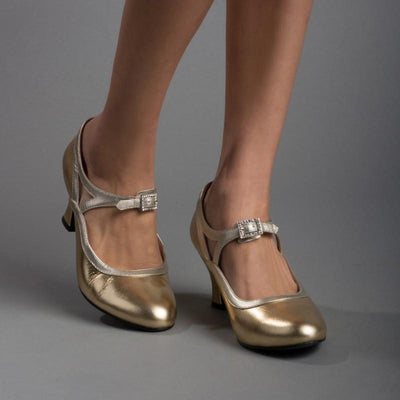 Roxy 1920s Flapper Shoes in Gold by Royal Vintage Shoes