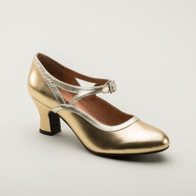 Roxy 1920s Flapper Shoes in Gold by Royal Vintage Shoes