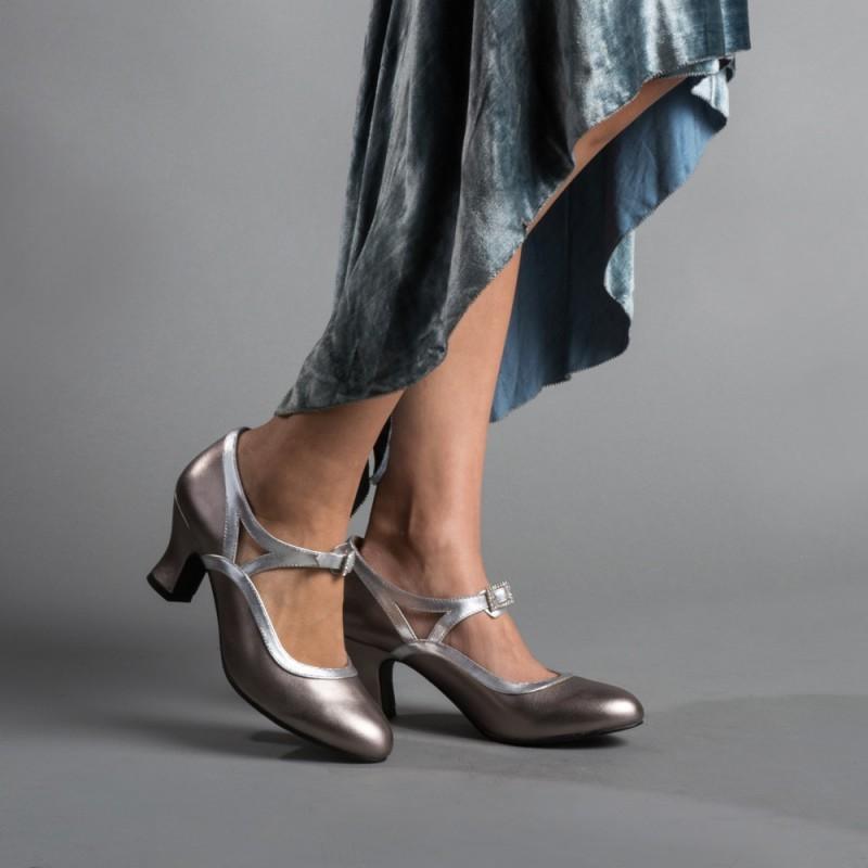 Roxy 1920s Flapper Shoes in Silver by Royal Vintage Shoes