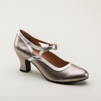 Roxy 1920s Flapper Shoes in Silver by Royal Vintage Shoes