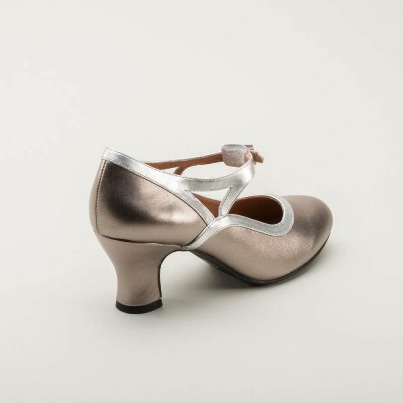 Roxy 1920s Flapper Shoes in Silver by Royal Vintage Shoes