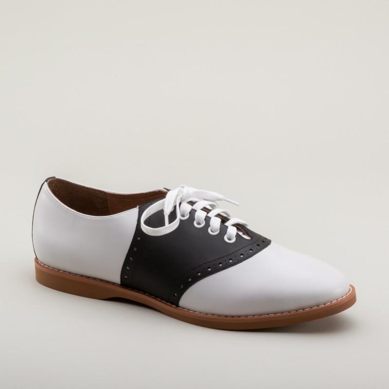 Susie Classic Saddle Shoes in Black/White by Royal Vintage Shoes
