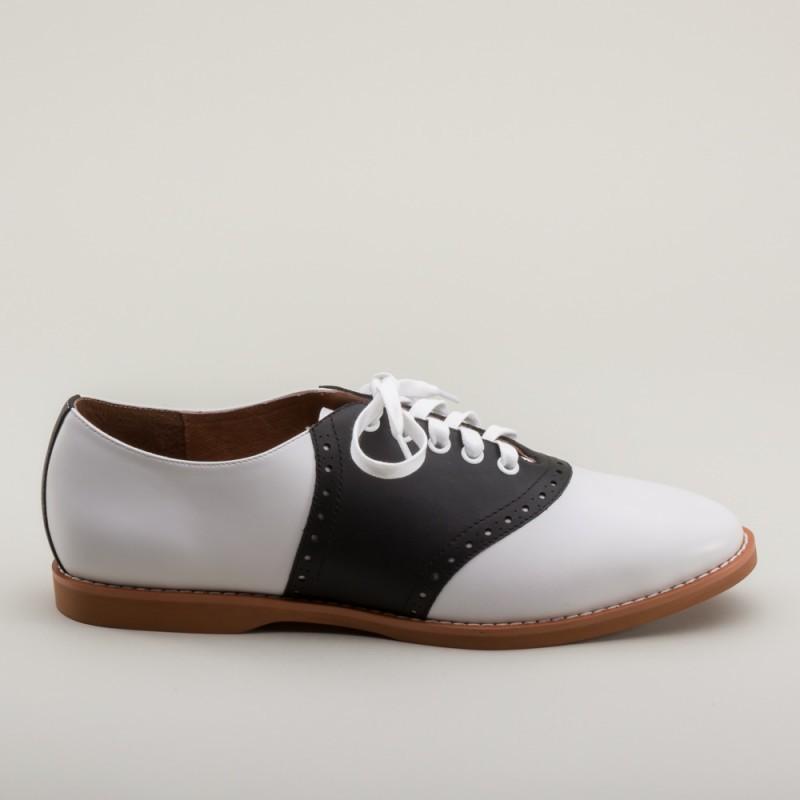Susie Classic Saddle Shoes in Black/White by Royal Vintage Shoes