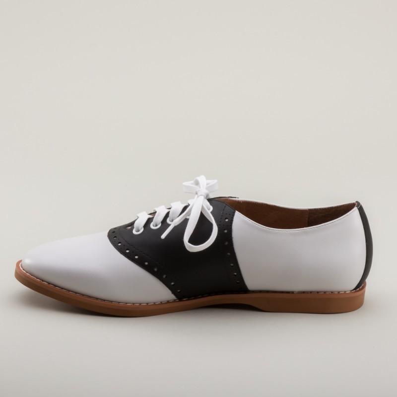 Susie Classic Saddle Shoes in Black/White by Royal Vintage Shoes